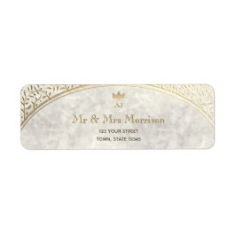 Gold Marble Wedding Return-adres Etiket