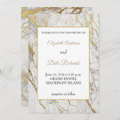 Gold Marble Wedding Uitnodiging (Voorkant / Achterkant)