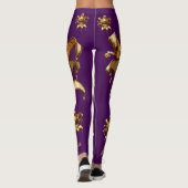 Gold Mardi Gras maskers op plum Leggings (Achterkant)