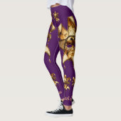 Gold Mardi Gras maskers op plum Leggings (Links)