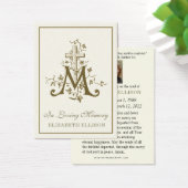 Gold Marian Cross Virgin Mary Funeral Prayer Kaart (Bureau)