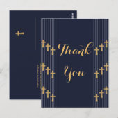 Gold marineblauw elegant typografie Hartelijk dank Briefkaart (Voorkant / Achterkant)