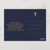 Gold marineblauw elegant typografie Hartelijk dank Briefkaart (Achterkant)