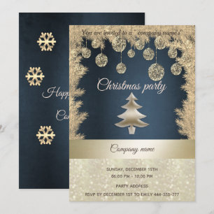 Gold marineblauw kerstfeest kaart