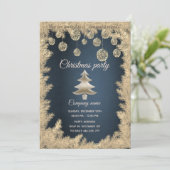 Gold marineblauw kerstfeest kaart (Staand voorkant)