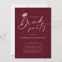 Gold Maroon Afstudeerder Pet Calligrafie GraduPart