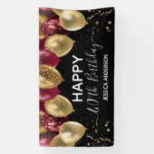 Gold Maroon Birthday Party Spandoek (Verticaal)