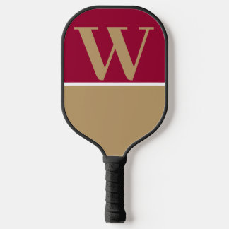Gold & Maroon College Team Kleuren Monogram Pickleball Paddle