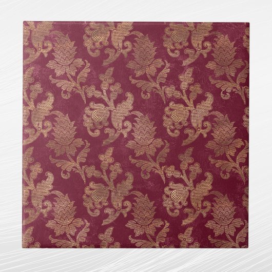  Gold Maroon Floral Damask Tegeltje