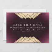 Gold Maroon Geometric Gatsby Folie sparen de datum Aankondiging (Voorkant)