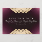 Gold Maroon Geometric Gatsby Folie sparen de datum Aankondiging (Voorkant)