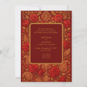 gold Maroon Rose mango Paisley Hindu Wedding  Kaart (Voorkant)