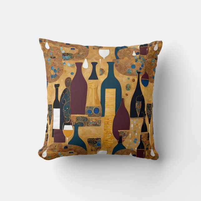 Gold Maroon Wine Pattern Kussen (Voorkant)