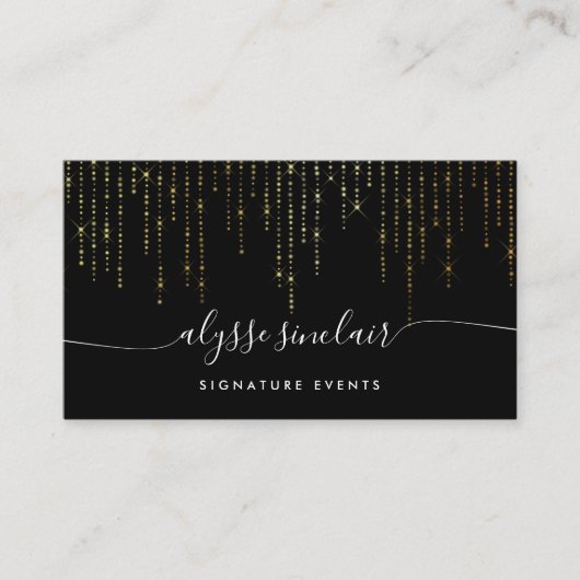 Gold Marquee Signature Calligraphy Script Visitekaartje (Voorkant)