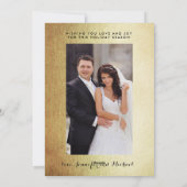 Gold Married and Merry Script 2 Photo Holiday Kaar Feestdagenkaart (Achterkant)