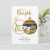 Gold, marry en heldere kerstmis besparen de data save the date (Staand voorkant)