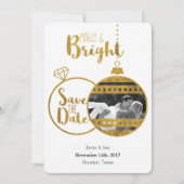 Gold, marry en heldere kerstmis besparen de data save the date (Voorkant)