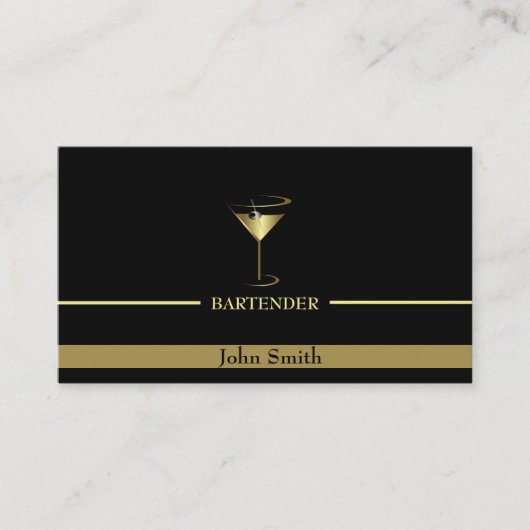 Gold Martini Logo Bartender Visitekaartje (Voorkant)