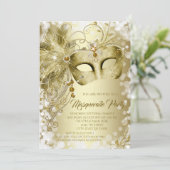 Gold Mask Masquerade Party Kaart (Staand voorkant)