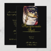 Gold Mask op Black Masquerade Party Kaart (Voorkant / Achterkant)