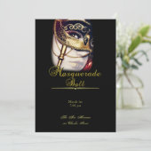 Gold Mask op Black Masquerade Party Kaart (Staand voorkant)