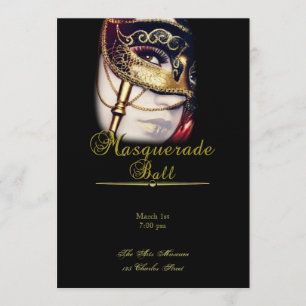 Gold Mask op Black Masquerade Party Kaart