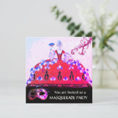 GOLD MASKS, LADY IN PINK FUCHSIAw MASQUERADE PARTI Kaart (Staand voorkant)