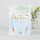 Gold Mason Jar String Lights Baby shower Kaart (Staand voorkant)