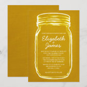 Gold Mason Jar Wedding Invitations Kaart (Voorkant / Achterkant)