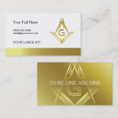 Gold Masonic-visitekaartje | Freemasonie Visitekaartje (Voorkant / Achterkant)