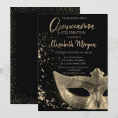 Gold Masque, Confetti Quinceañera Kaart (Voorkant / Achterkant)