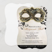 Gold Masquerade Ball Mask Costume Halloween Part Kaart (Voorkant / Achterkant)