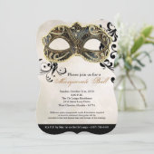 Gold Masquerade Ball Mask Costume Halloween Part Kaart (Staand voorkant)