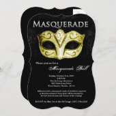Gold Masquerade Ball Mask Costume Halloween Part Kaart (Voorkant / Achterkant)