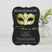 Gold Masquerade Ball Mask Costume Halloween Part Kaart (Staand voorkant)