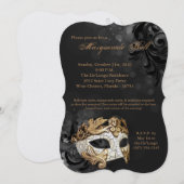 Gold Masquerade Ball Mask Costume Halloween Part Kaart (Voorkant / Achterkant)