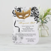 Gold Masquerade Ball Mask Costume Halloween Part Kaart (Staand voorkant)