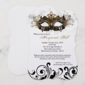Gold Masquerade Ball Mask Costume Halloween Part Kaart (Voorkant / Achterkant)