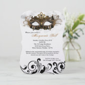 Gold Masquerade Ball Mask Costume Halloween Part Kaart (Staand voorkant)