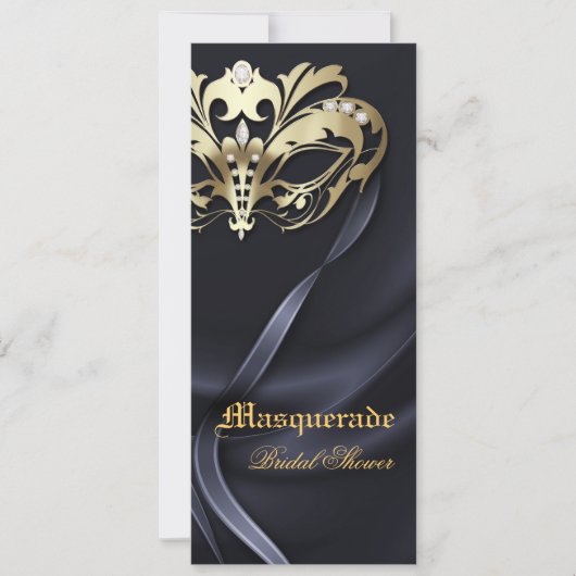 Gold Masquerade Black Bridal Shower-uitnodiging Kaart (Voorkant)