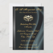 Gold Masquerade Black Jeweled Party Invitation Kaart (Achterkant)