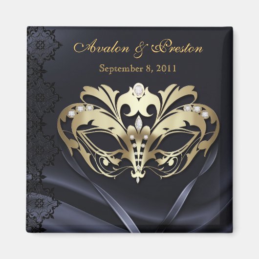 Gold Masquerade Black sparen de datum magneet (Voorkant)