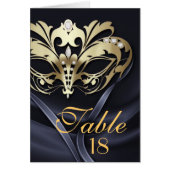 Gold Masquerade Black Table Number Card (Voorkant)