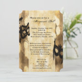 Gold Masquerade Mask Ball Costume Halloween Kaart (Staand voorkant)