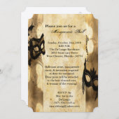 Gold Masquerade Mask Ball Costume Halloween Kaart (Voorkant / Achterkant)