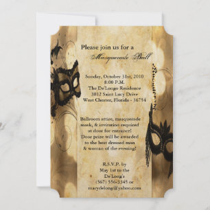 Gold Masquerade Mask Ball Costume Halloween Kaart