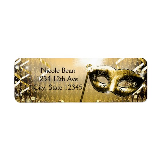 Gold Masquerade Masker Elegant Ball Birthday Party Etiket (Voorkant)