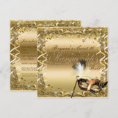 Gold Masquerade Masker Elegant Ball Birthday Party Kaart (Voorkant / Achterkant)