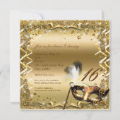 Gold Masquerade Masker Elegant Ball Birthday Party Kaart (Achterkant)