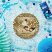 Gold Masquerade Masker Elegant Ball Birthday Party Papieren Bordje (Feest)